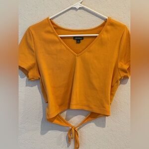 wild fable Mustard Open Back Peekaboo V-Neck Crop Top